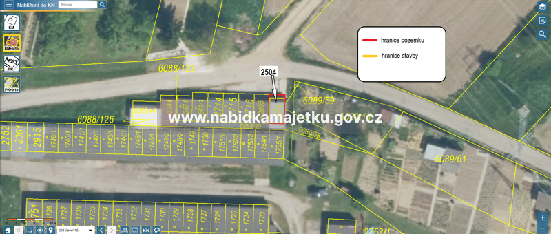 k.ú. Staré Město u Uherského Hradiště - pozemek stavební parc. č. 2504, součástí je stavba č.e. 811 garáž