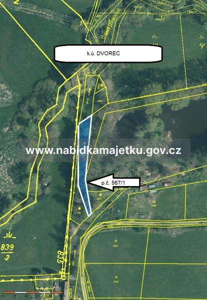 Dvorec - p.č. 567/1 vodní plocha, koryto vodního