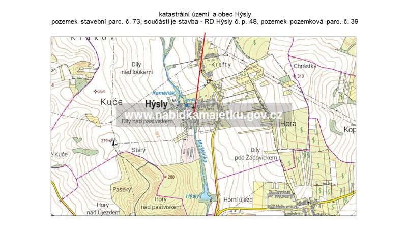 Hýsly, st. p. č. 73, součástí je stavba RD č. p. 48, p. č. 39