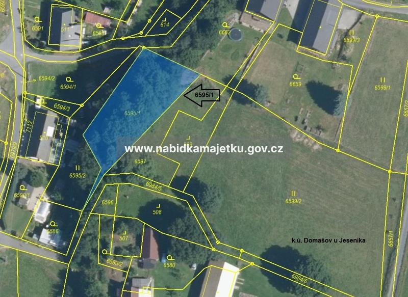 Pozemek pozemková parcela č. 6595/1 k.ú. Domašov u Jeseníka, obec Bělá pod Pradědem
